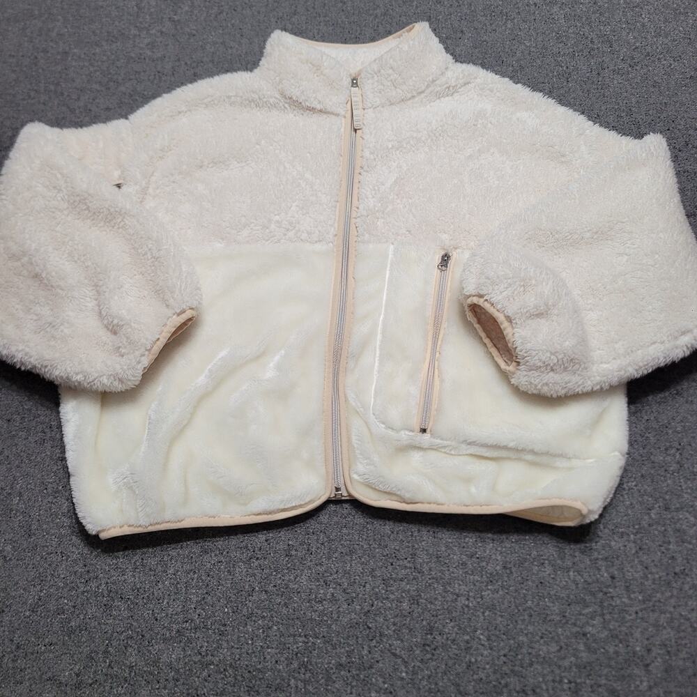 Ugg Jacket Womens Medium Cream Ivory Marlene Sherpa Zip Up Coat Faux Fur